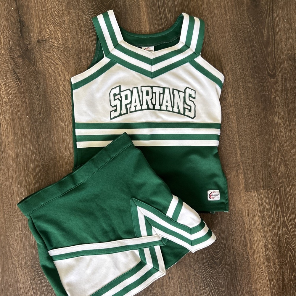 Michigan State Spartans Chasse Youth M/L 2 Piece Cheerleader Outfit Green MINT